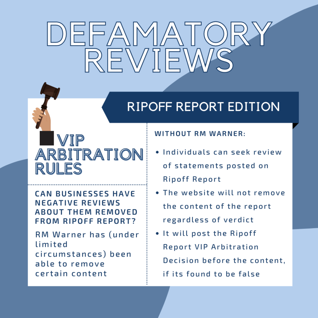 Defamation on RipOff Report