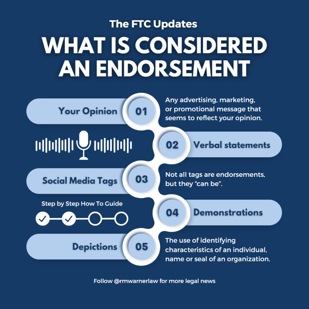 The FTC Updates What is Considered an Endorsement | FTC marketing guide | Daniel Warner | Raees Mohamed | RM Warner Law Internet Law