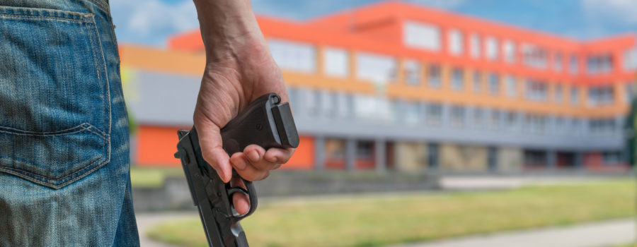 school shooter standing in front of school | violent acts | mass shootings | RM Warner Internet Law Firm | Daniel Warner | Daniel R Warner | Raees Mohamed